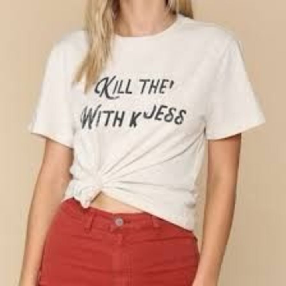 Blank Paige Kill them With Kindness L ivory graphic basic tee